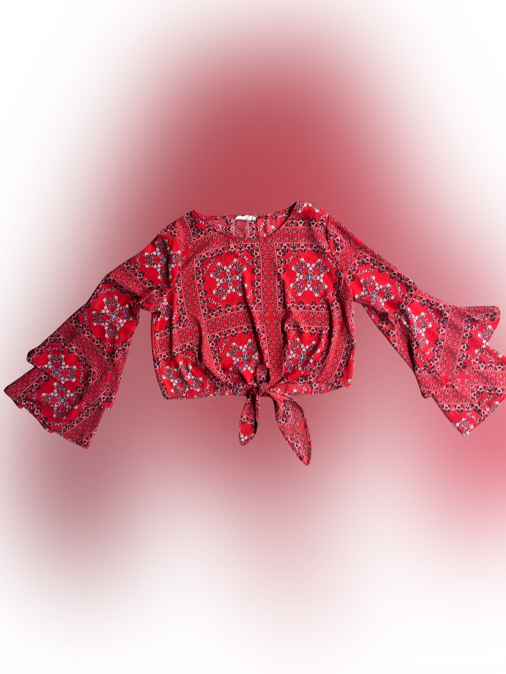 Madewell Red Bandana-Print Tie-Front Crop Top